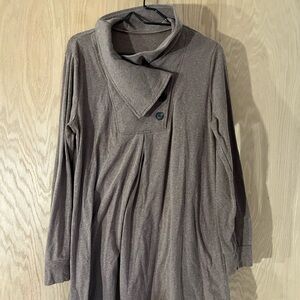 Brown Long Sleeve Button-Up Tunic